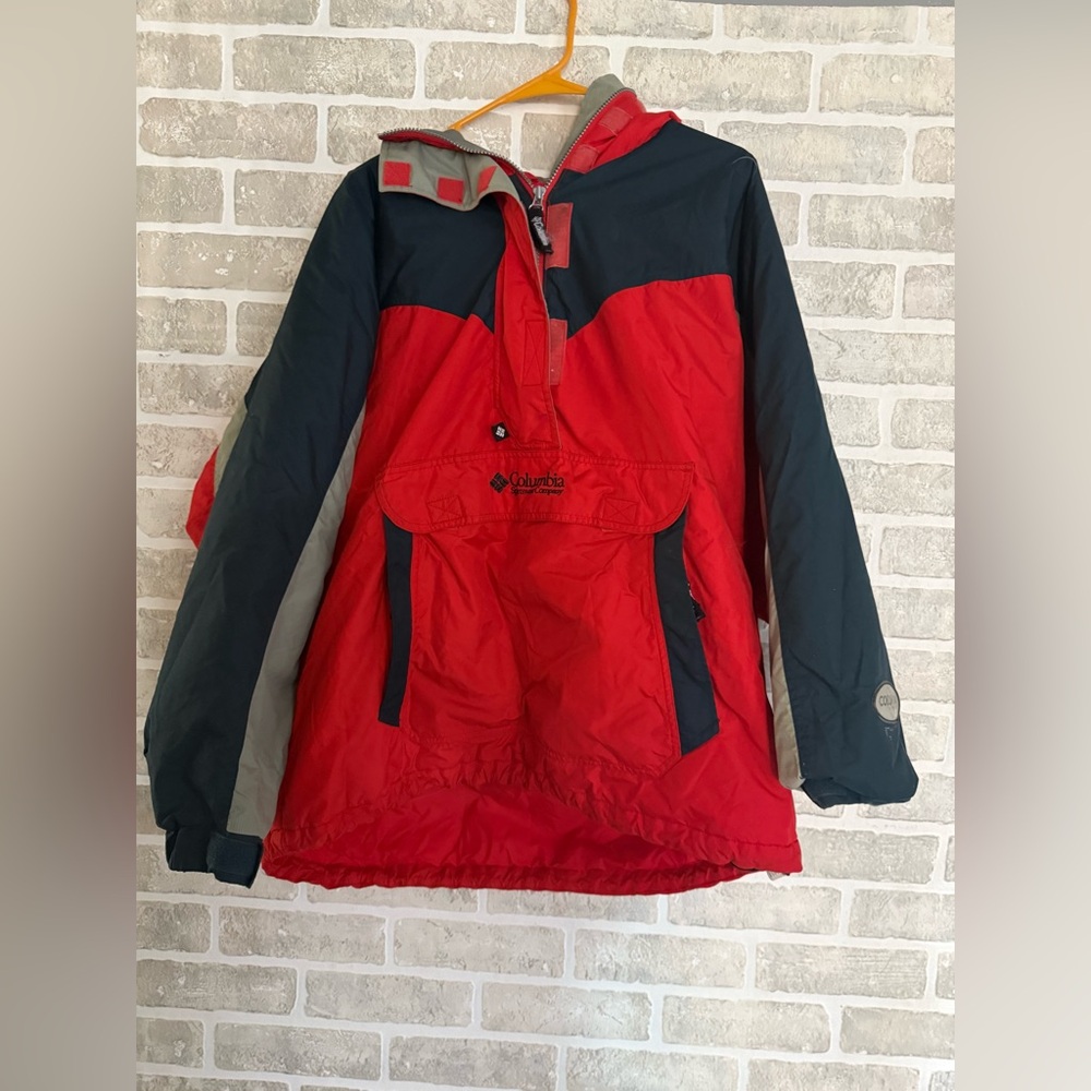 COLUMBIA SPORT VTG Vintage Womens Sz L Pullover 1/2 Zip Embroidered Ski Jacket